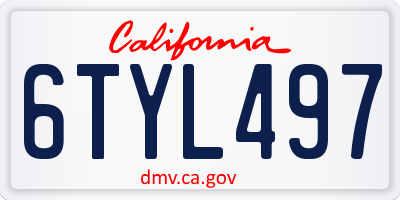 CA license plate 6TYL497