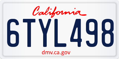 CA license plate 6TYL498