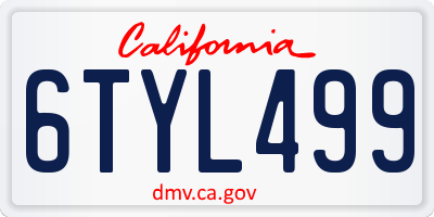 CA license plate 6TYL499