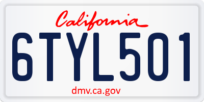 CA license plate 6TYL501