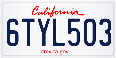 CA license plate 6TYL503