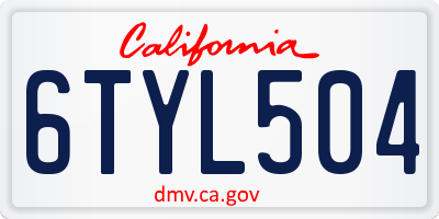 CA license plate 6TYL504