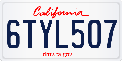 CA license plate 6TYL507