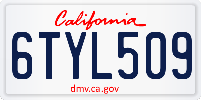 CA license plate 6TYL509