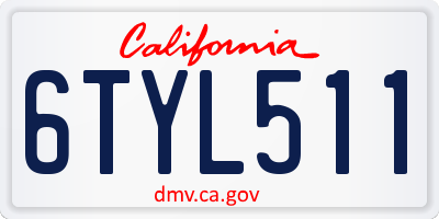 CA license plate 6TYL511