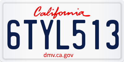 CA license plate 6TYL513