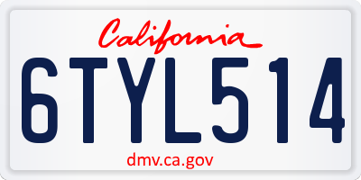 CA license plate 6TYL514