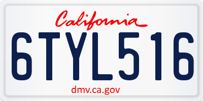 CA license plate 6TYL516