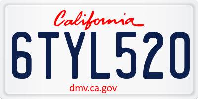 CA license plate 6TYL520