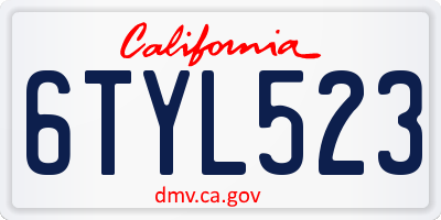 CA license plate 6TYL523