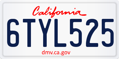 CA license plate 6TYL525