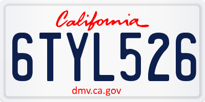 CA license plate 6TYL526