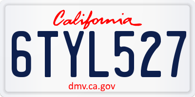 CA license plate 6TYL527