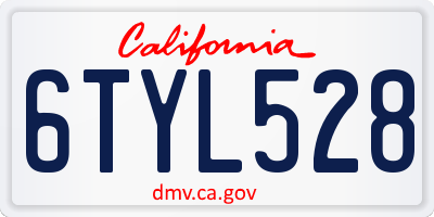 CA license plate 6TYL528