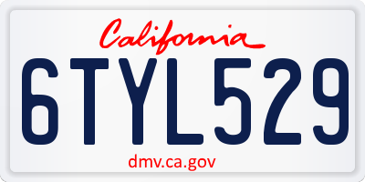 CA license plate 6TYL529