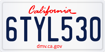 CA license plate 6TYL530