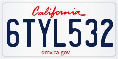 CA license plate 6TYL532