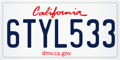 CA license plate 6TYL533