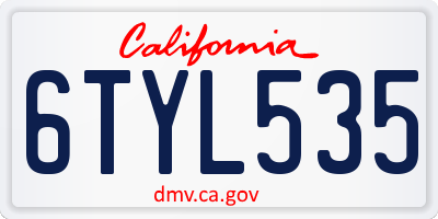 CA license plate 6TYL535