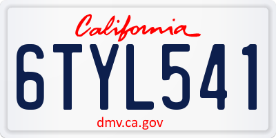 CA license plate 6TYL541