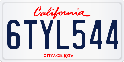 CA license plate 6TYL544
