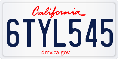 CA license plate 6TYL545