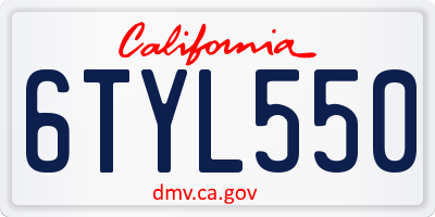 CA license plate 6TYL550