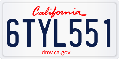 CA license plate 6TYL551