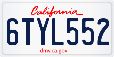 CA license plate 6TYL552