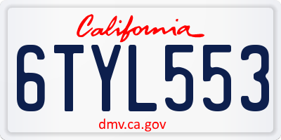 CA license plate 6TYL553