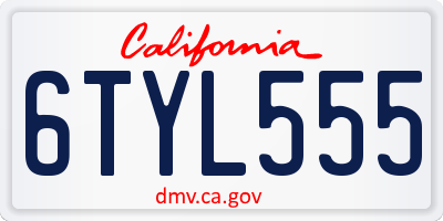CA license plate 6TYL555