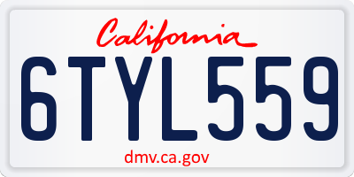 CA license plate 6TYL559