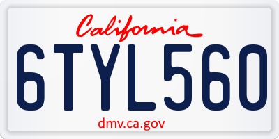 CA license plate 6TYL560