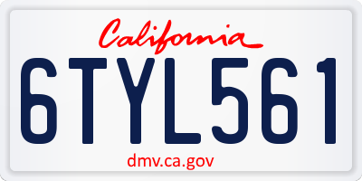 CA license plate 6TYL561