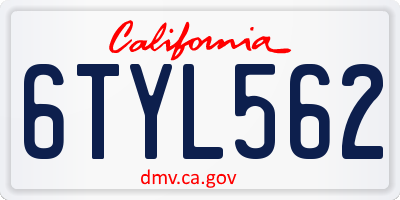 CA license plate 6TYL562