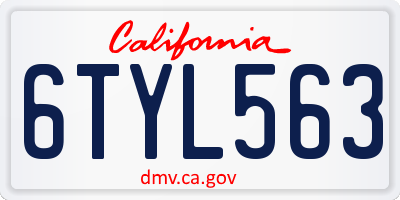 CA license plate 6TYL563