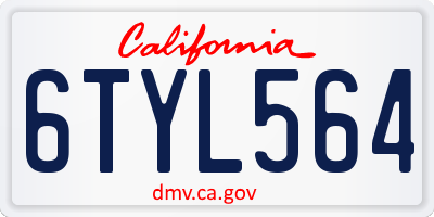CA license plate 6TYL564