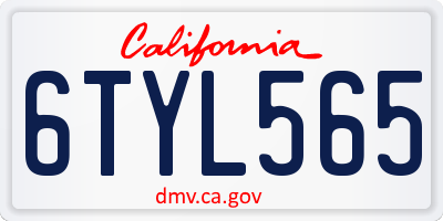 CA license plate 6TYL565