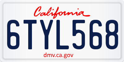 CA license plate 6TYL568