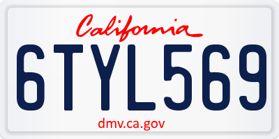 CA license plate 6TYL569