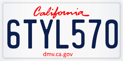 CA license plate 6TYL570
