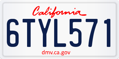 CA license plate 6TYL571