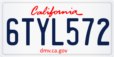 CA license plate 6TYL572