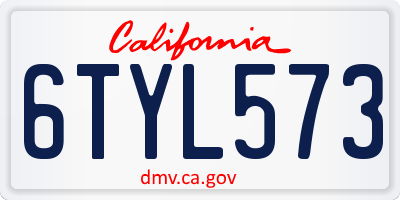 CA license plate 6TYL573