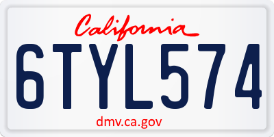 CA license plate 6TYL574