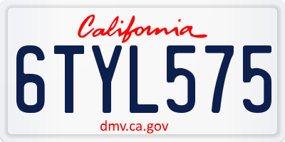 CA license plate 6TYL575
