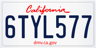 CA license plate 6TYL577