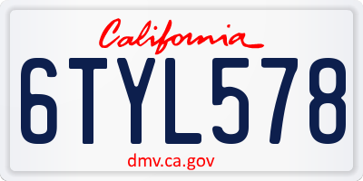 CA license plate 6TYL578