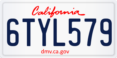 CA license plate 6TYL579