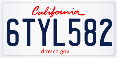 CA license plate 6TYL582
